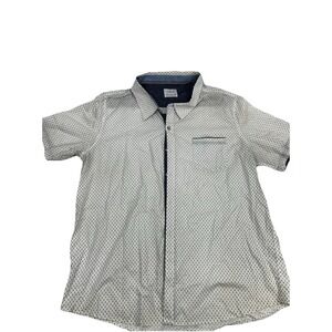 Craft + Flow Men's Geometric Pattern Flip Cuffs Short Sleeve Button Down, 3XL